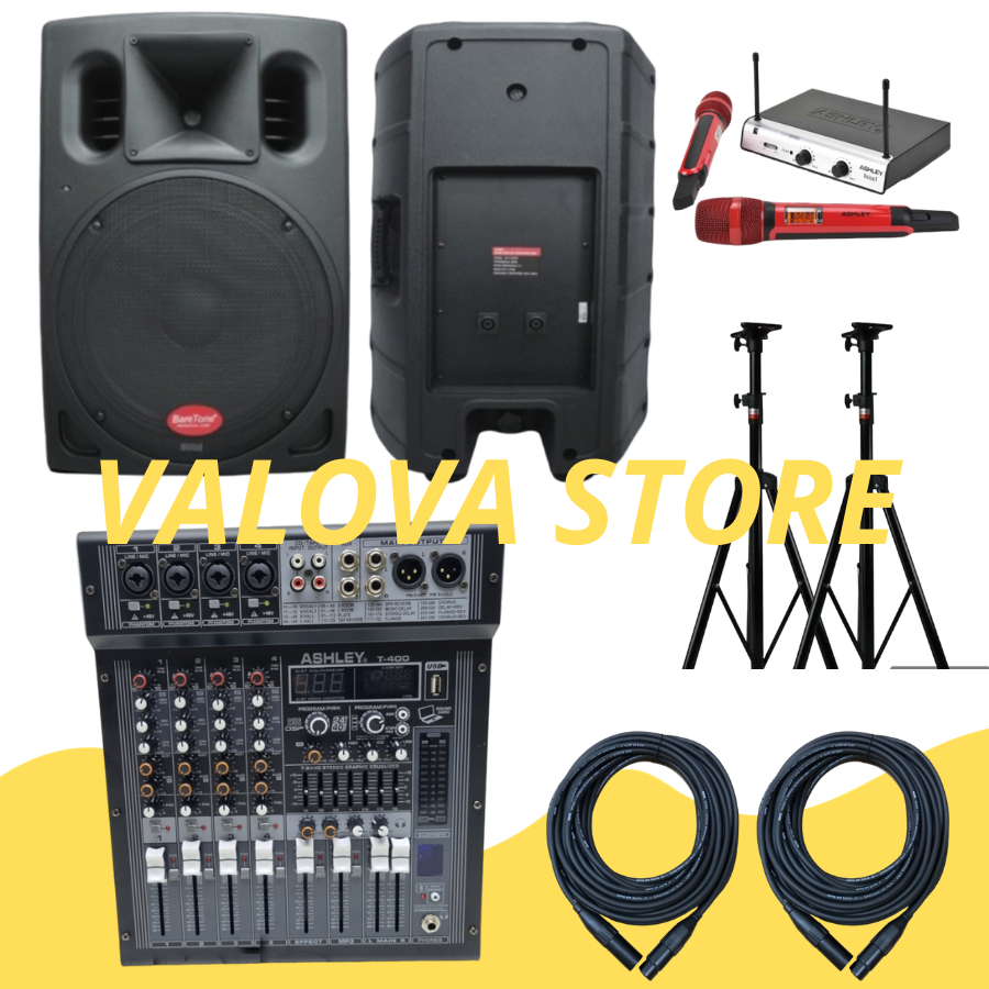 Paket Soundsystem Baretone A1530W + Power Mixer Ashley T400 Original