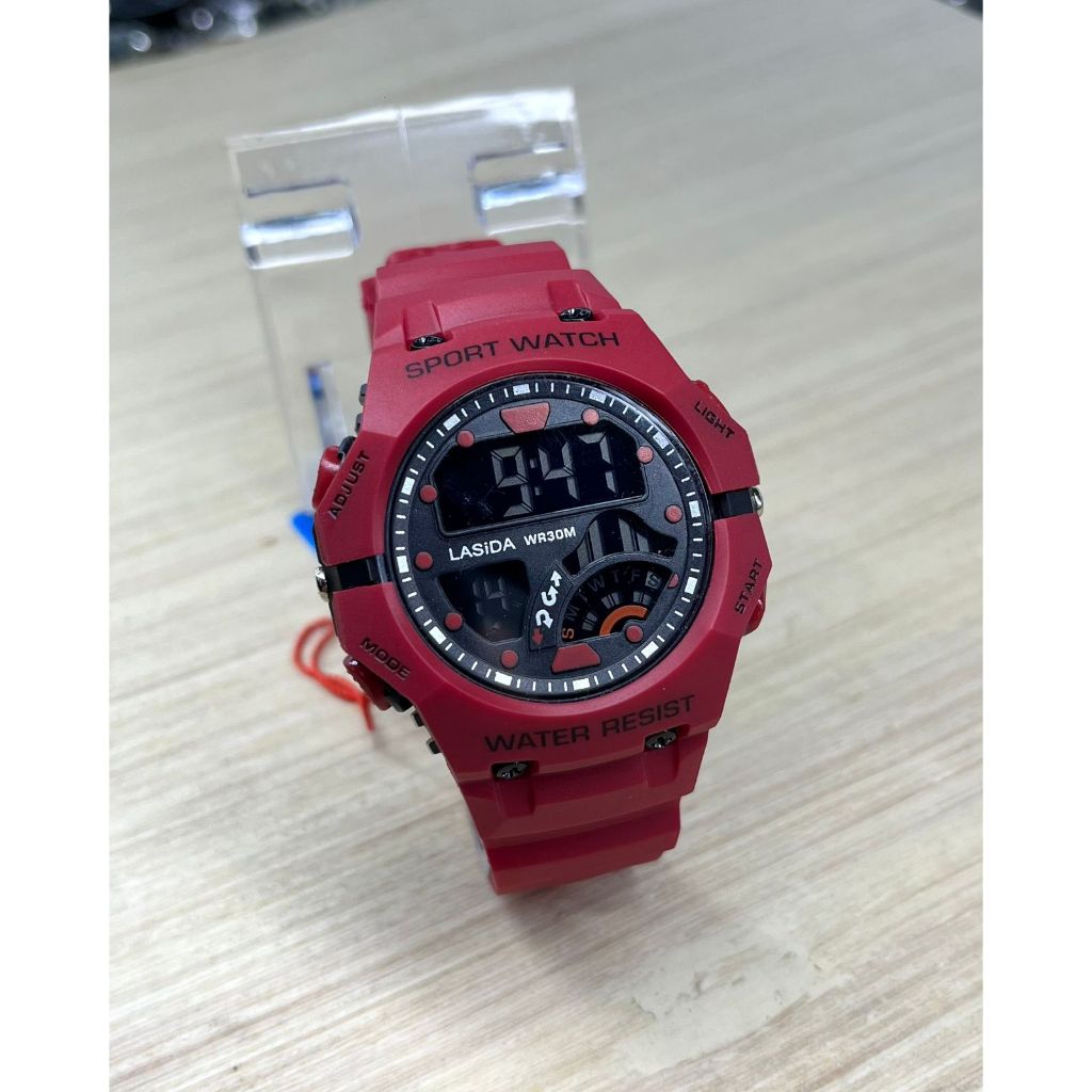 (COD) Jam Tangan Pria Lasida WR30M -Jam  Sport Lasida Cowok Rubber Water resist