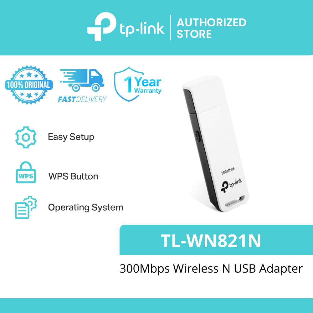 TP-LINK TL-WN821N 300Mbps adapter N USB tanpa wayar mendukung Windows 8.1/8/7/XP, Mac OS, Linux wire