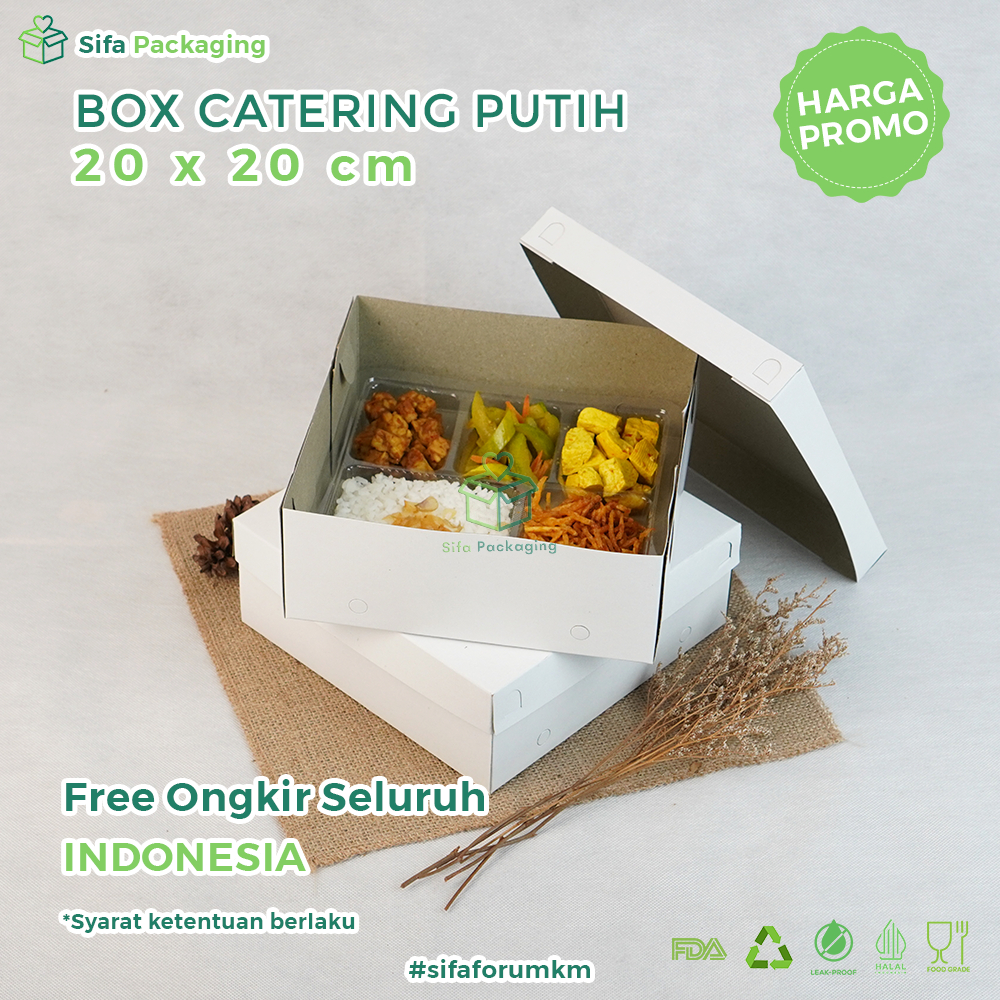 

Dus Nasi 20x20 Duplek Tebal 350 GSM Box Catering Putih Kotak Makan Dus Snack Kue