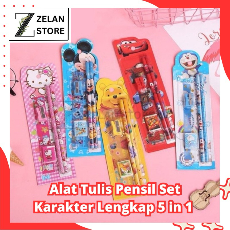 

Alat Tulis Sekolah Karakter Set 5In1 Paket Lengkap Peralatan Menulis Pensil Penggaris Penghapus Rautan Mini Stationery Set Character 5 in 1