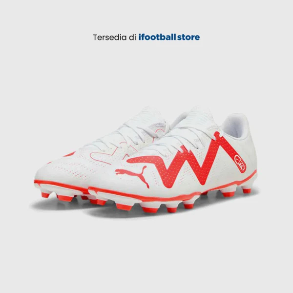 SEPATU BOLA PUMA FUTURE PLAY FG/AG White-Fire Orchid 107377 01