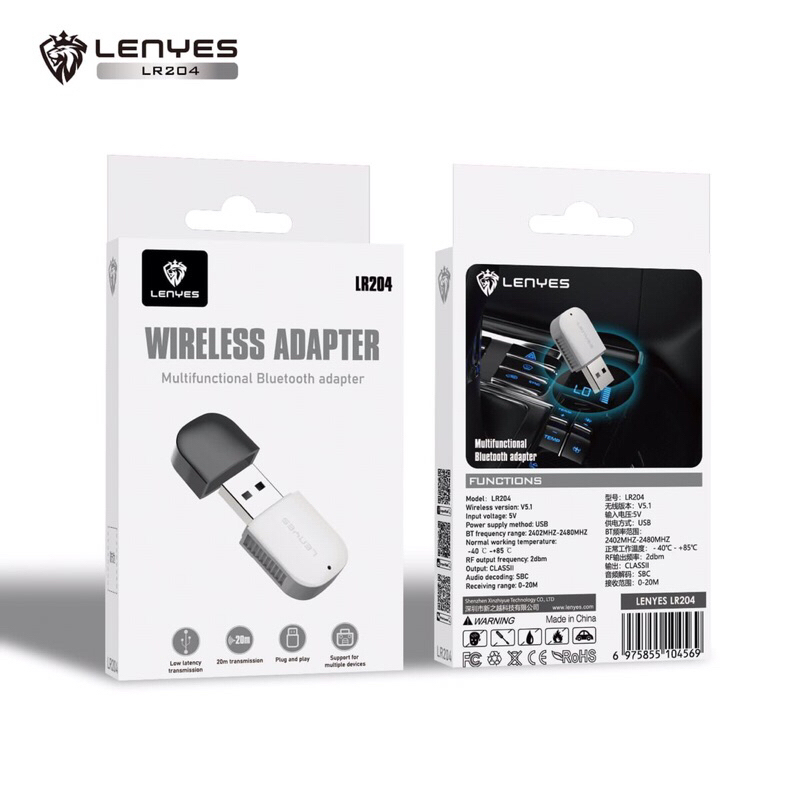 Lenyes LR204 Bluetooth Receiver USB Wireless Adapter 5.1 Alat Bluetooth Salon