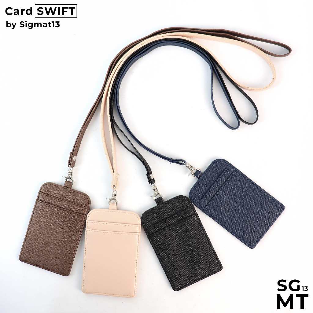 

HJK Lanyard SWIFT - ID Card Holder Name Tag Gantungan ID CARD Lanyard Name Tag Kulit 3 Slot Tempat