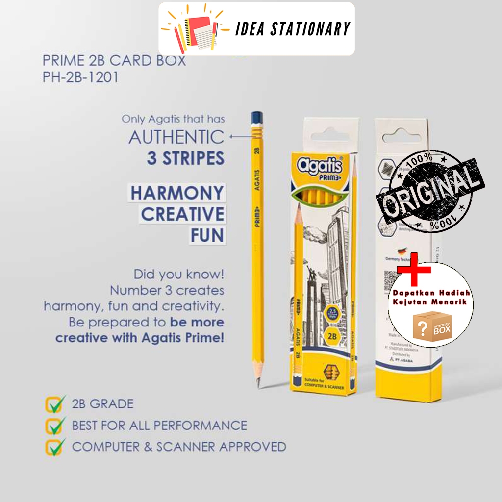 

Pensil Tulis Agatis Yellow Prime 2B Hexagonal 1 Pack Isi 12 Pcs