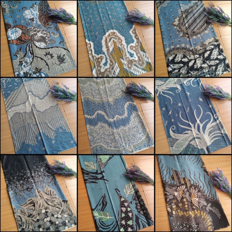 KAIN BATIK WARNA BIRU DENIM JEANS KATUN PRIMA