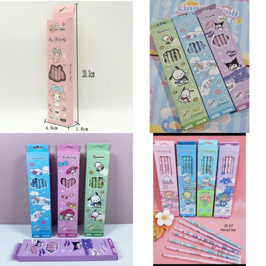 

Pensil Kayu HB Karakter Sanrio multi varian 12 pcs