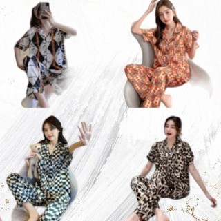 { MyReseller } Piyama Shirt Sleepwear Corak Kekinian Mewah Looks View Rumahan Import Quality Kerah K