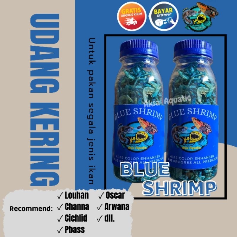 Blue Shrimp Udang Kering Kemasan Botol 100ml untuk ikan channa blue pulchra 30gr