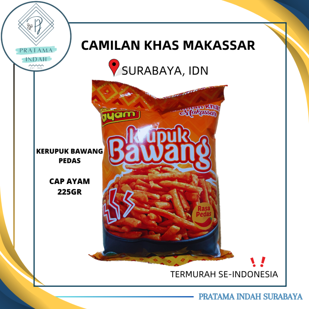 

KERUPUK BAWANG CAP KACANG AYAM 225 GR KHAS MAKASSAR (HARGA GROSIR)