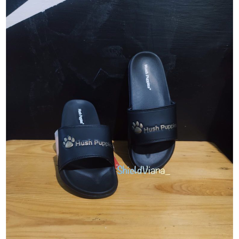 Sandal Selop Hush Puppies Pria Wanita Hitam Polos