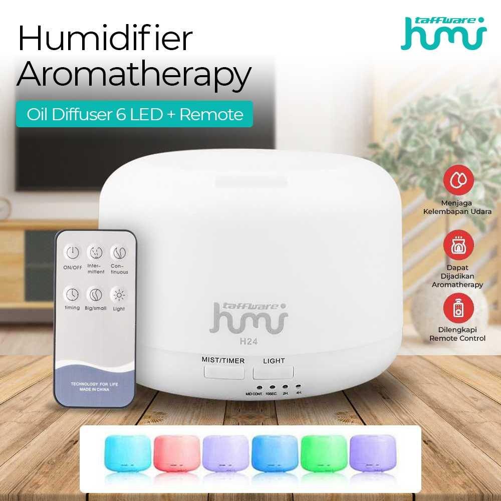 pengharum ruangan aromatherapi elektrik aesthetic otomatis Taffware HUMI Humidifier Aromatherapy Oil Diffuser 6 LED + Remote - H24
