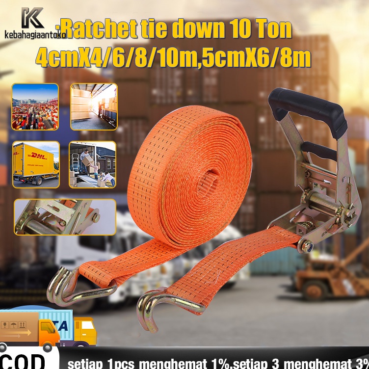 rachet tie down81 meter Trek belt 1 ton tali soundtali barangTrack webbing cargo lashing 5CM8meter h