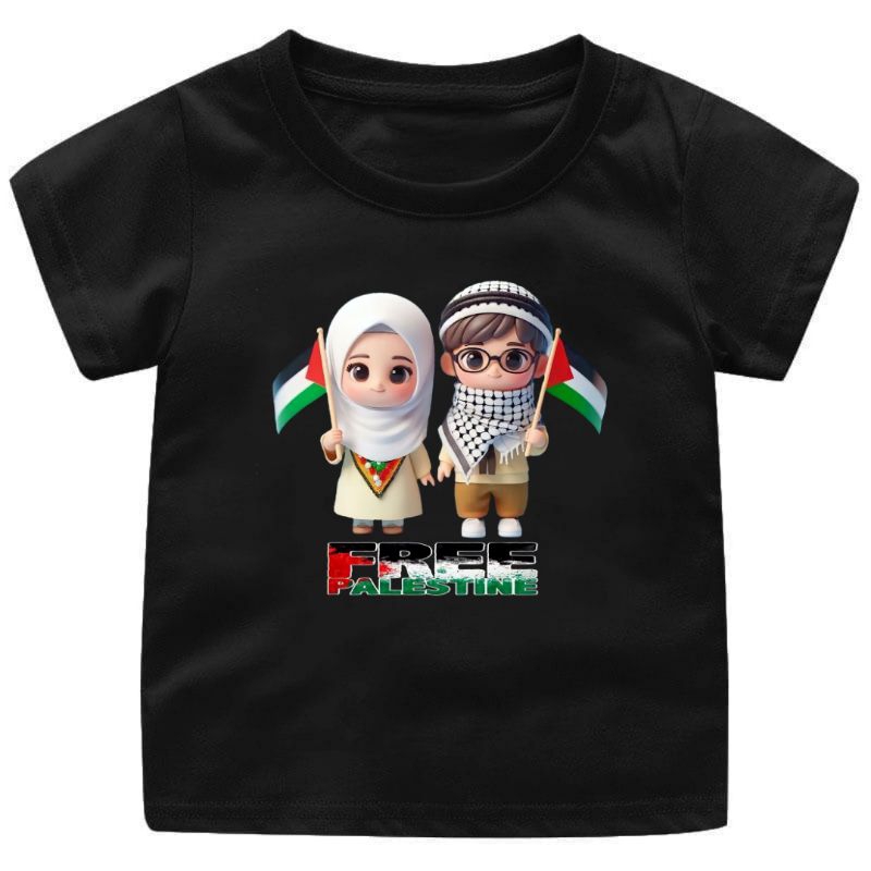 baju kaos palestina kartun cowok cewek baju kaos anak anak bahan tc combed28s