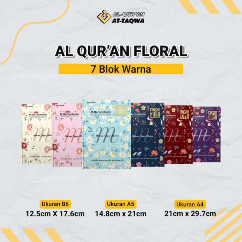 Al Qur'an At-Taqwa  Custom Nama  FLORAL SERIES A4