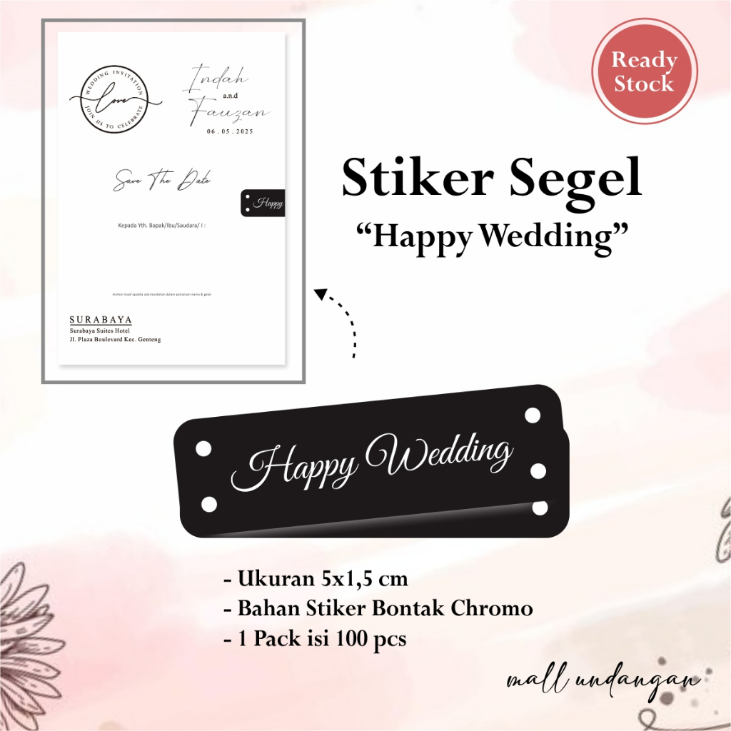 

[100 PCS] STIKER SEGEL UNDANGAN NIKAH - STIKER SEGEL SOUVENIR ASHA GLOSSY READY STOK
