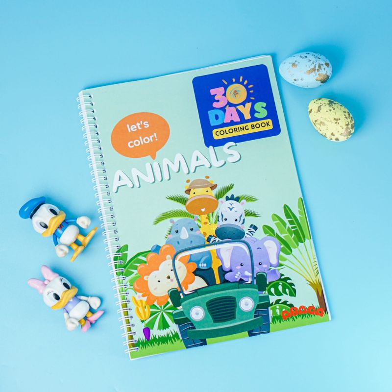 

Buku Gambar Mewarnai Anak SD Hewan, 30 Days Coloring Animals