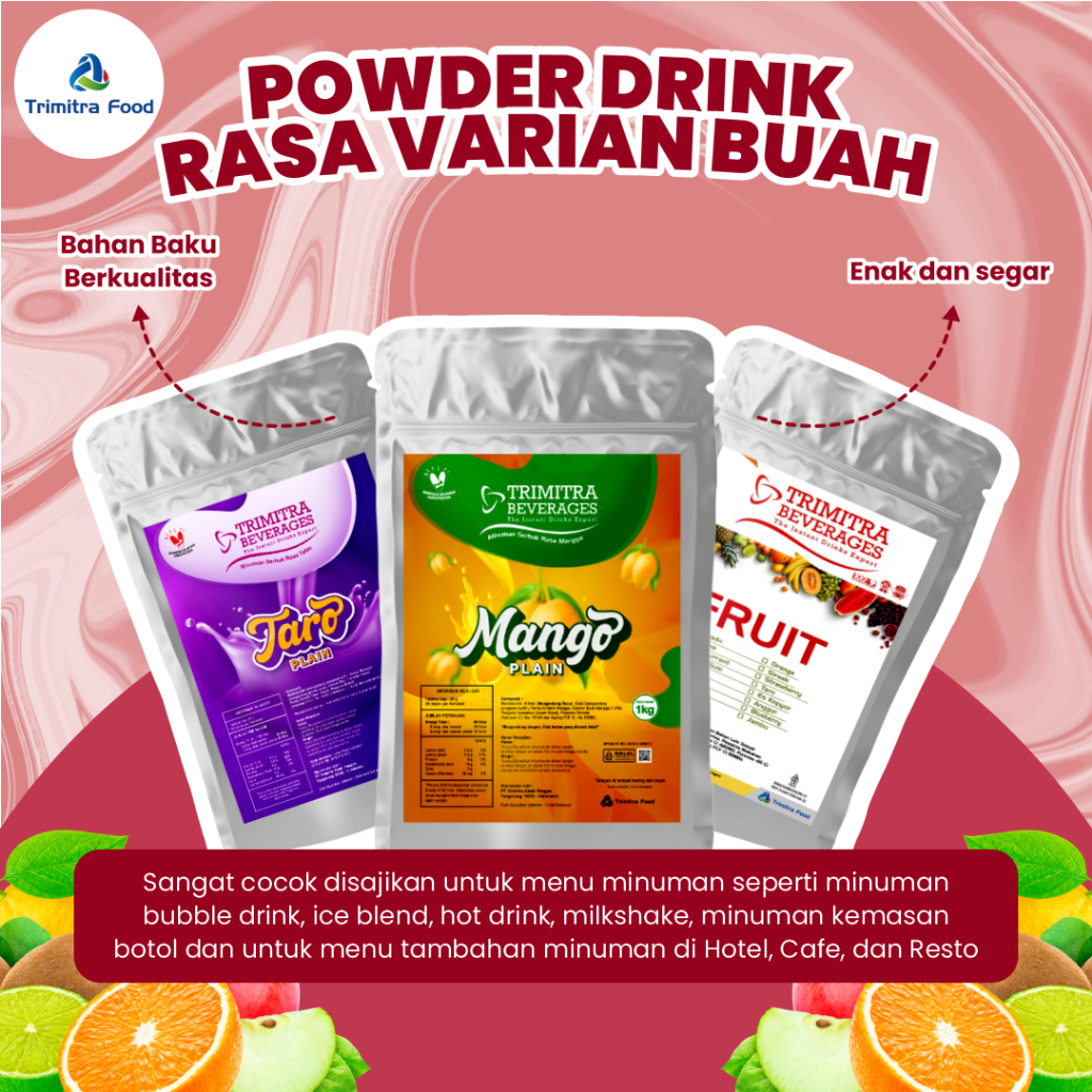 

Bubuk Minuman Powder Drink Aneka Rasa Varian Fruit Buah Mix Dengan Gula 1 Kg Halal