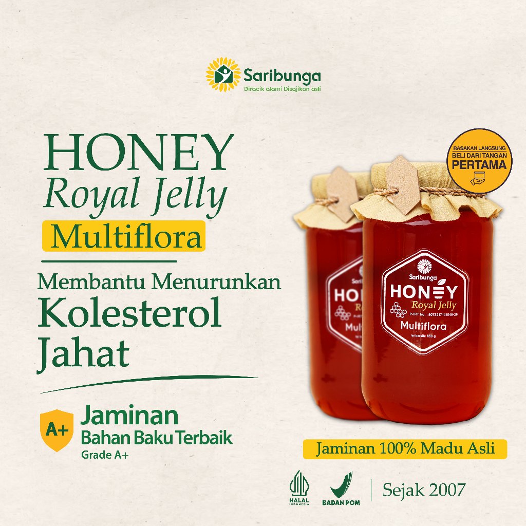 

MADU SARIBUNGA Madu Royal Jelly Kualitas Premium Grade A+ - Madu Asli Superb Honey Raw Honey - Honey