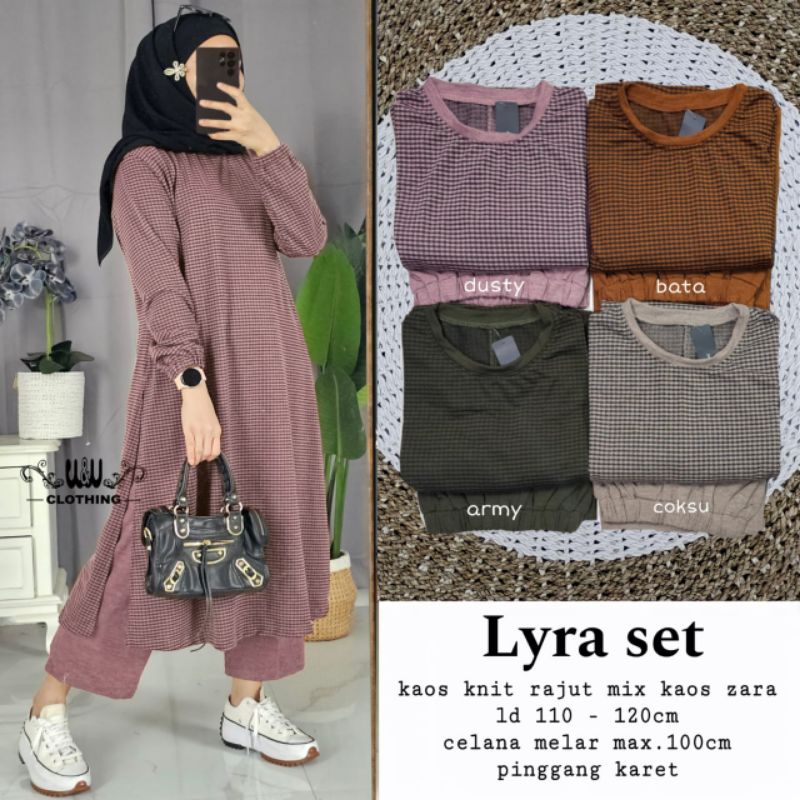 Lyra Set Jumbo XL XXL Baju Setelan Wanita Terbaru Bahan Kaos Knit Rajut Fashion Muslim Wanita Setela