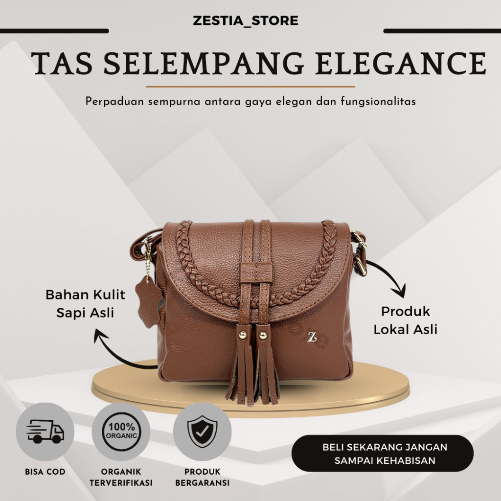 ZESTIA PREMIUM BAG Tas Selempang Elegance Shoulder Bag Kulit Sapi Asli