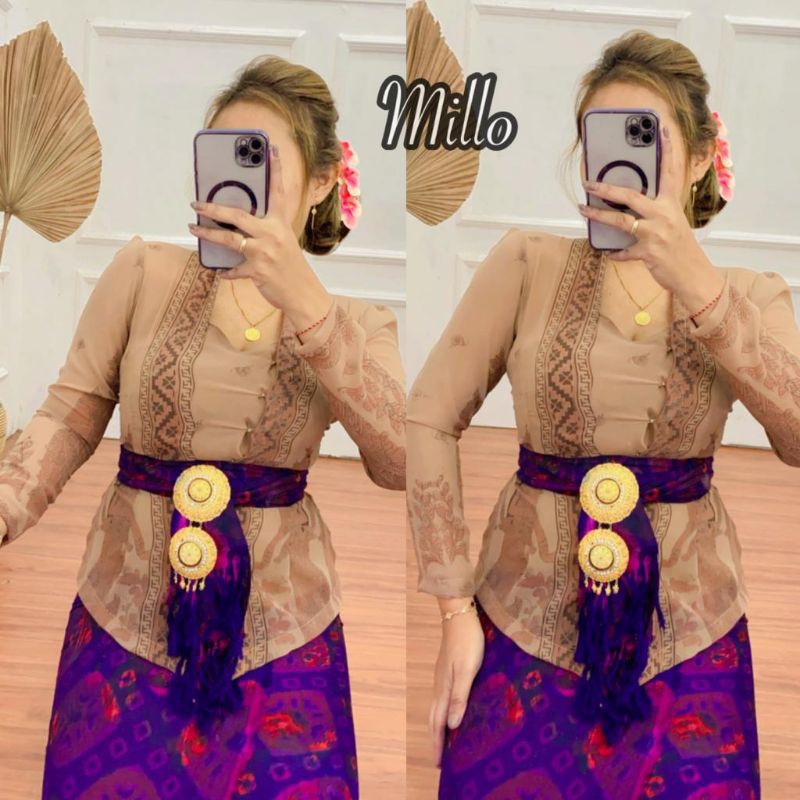 KEBAYA LUKIS BALI JADI SIFON Wayang 2 LENGAN PANJANG (ATASAN KEBAYA SAJA)