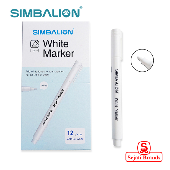 

SIMBALION Metallic Marker MM610B White / Spidol Putih Untuk Penebal Gambar