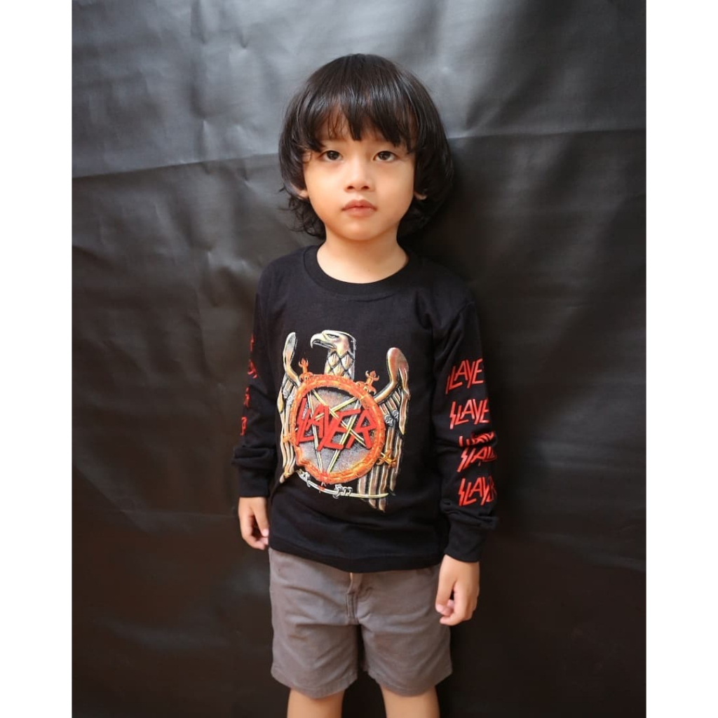 Kaos Band Lengan Panjang Slayer Anak Laki-Laki 1-11 tahun