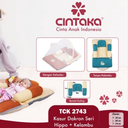 Cintaka Kasur Bayi Dakron Seri Hippo+ Kelambu Print Aplikasi /  TCK2743