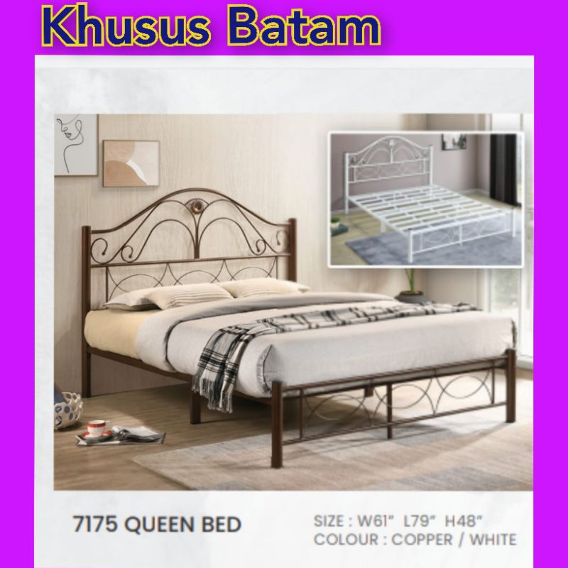 RANJANG BESI 7175 QUEEN UK.150x190CM/Rangka Ranjang Coklat (KHUSUS BATAM)