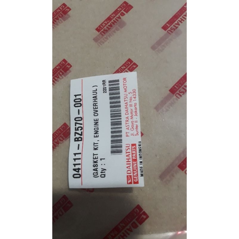 GASKET KIT,ENGINE OVERHAUL DAIHATSU 04111-BZ570-001