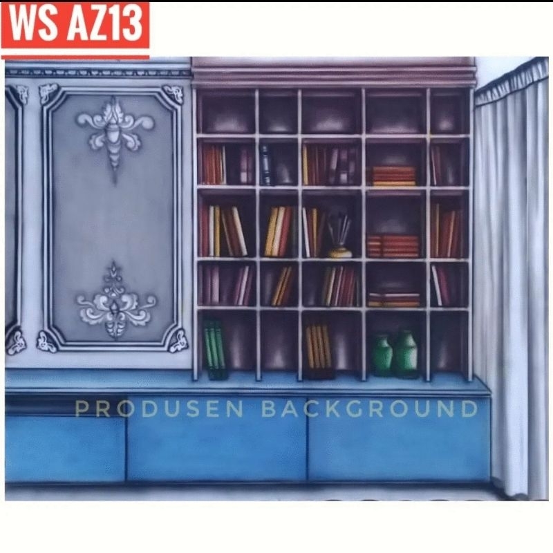 Background Wisuda Rak buku Biru