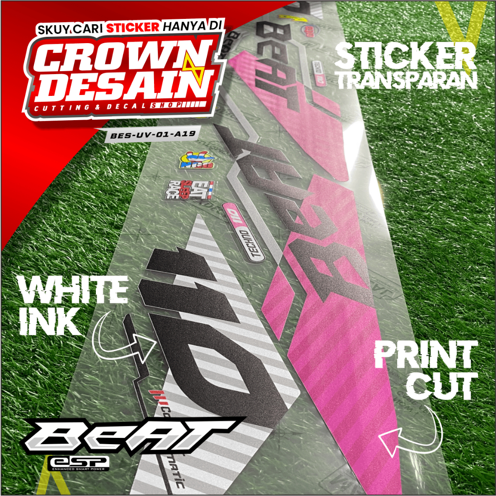 Striping Transparan UV Beat Esp dan Beat Street Esp Motif Simpel - Stiker Semifull Beat Esp Transpar