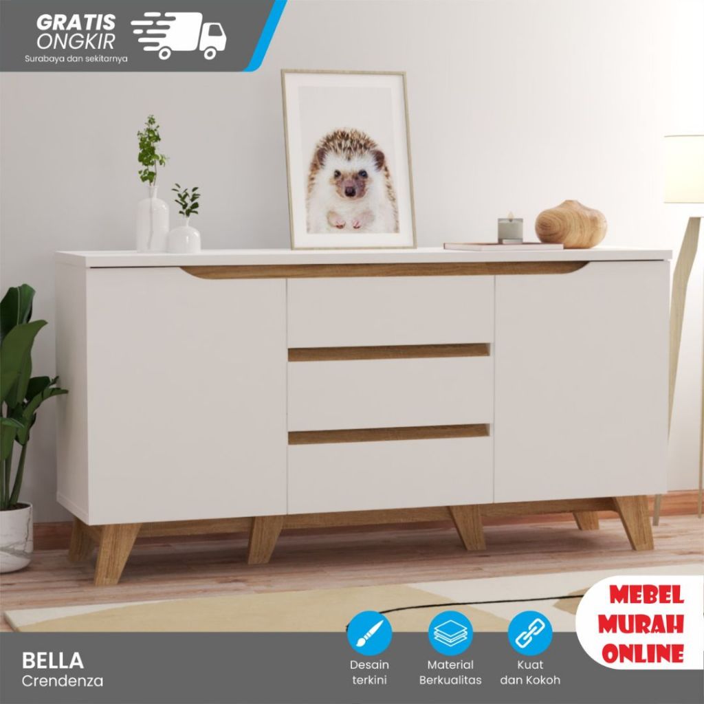 Credenza Bella Buffet lemari Nakas Sideboard Lemari Kabinet kayu Terbaru