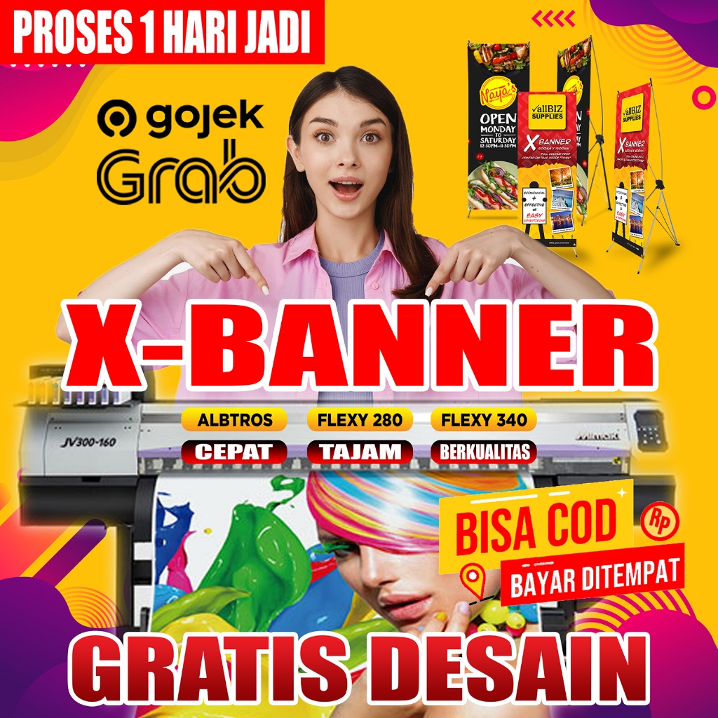 cetak x banner 60x160 spanduk berdiri toko jualan custom ulang tahun anak konter pulsa spanduk wisud