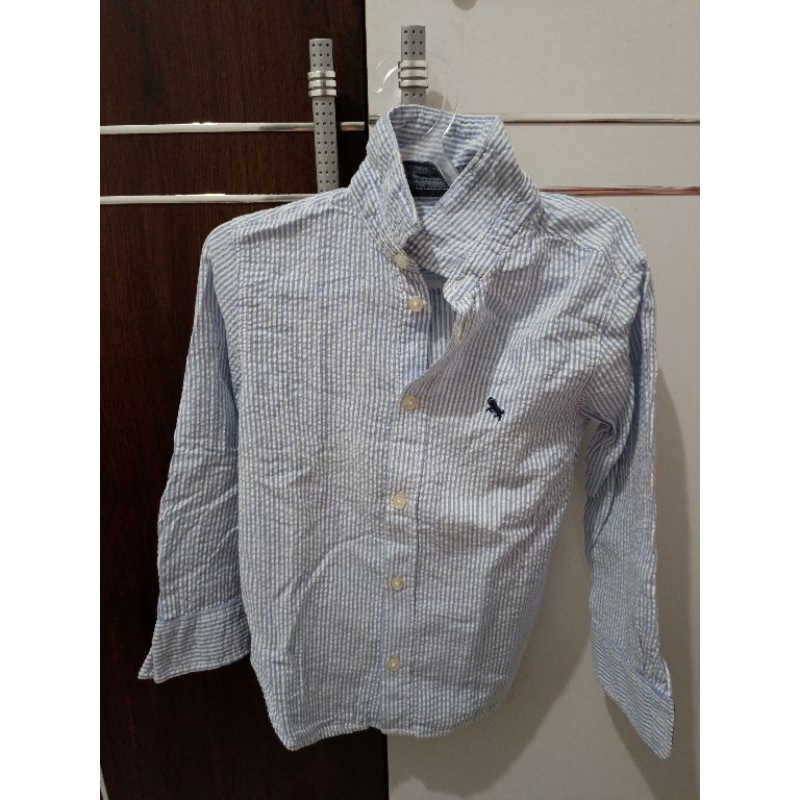 kemeja garis garis biru putih hnm