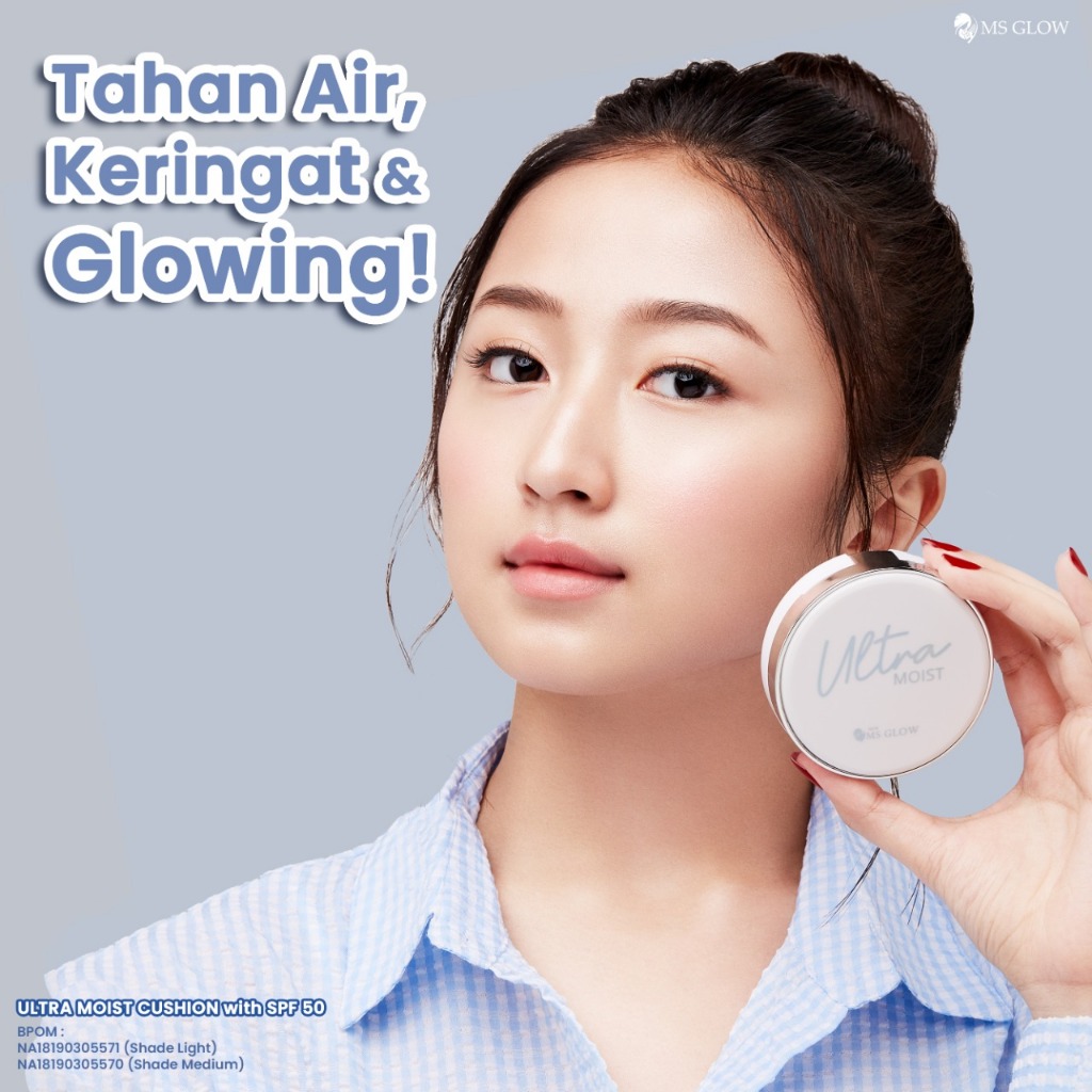MS Glow Ultra Moist Cushion Kosmetik Wajah Bedak Padat