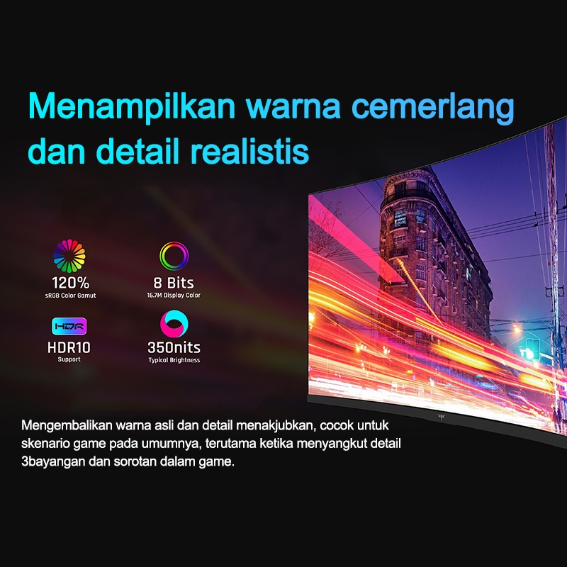 KTCMonitor 2K 27 inci 165HZ refresh tinggi HVA desktop pelindung mata gaming komputer layar lengkung-7