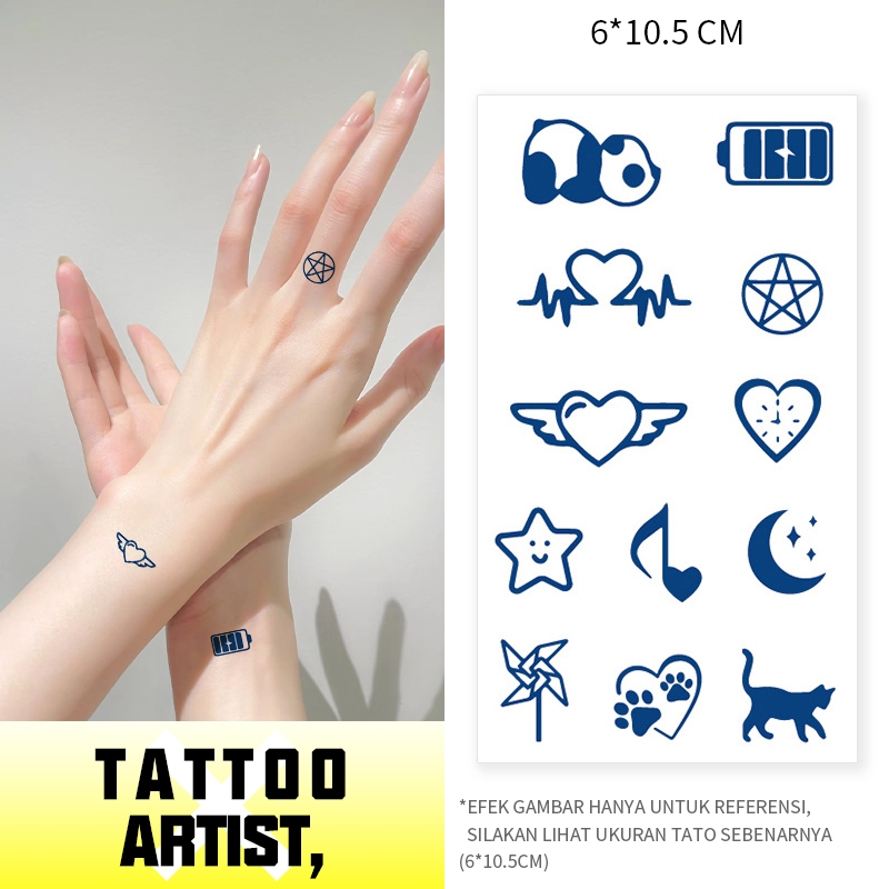 pola tato panda, pola cinta, pola bintang, tato temporer,tatto, untuk tangan, pola kecil, tato tempo