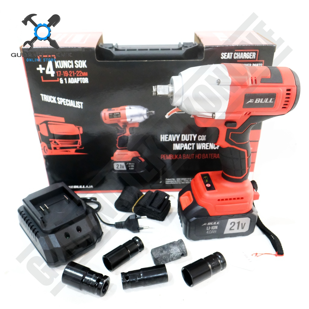 Impact Wrench CORDLESS BULL BL800NM BL1200NM 21V / Bor BATERAI Pembuka Buka Baut Truk Truck BL 800 N