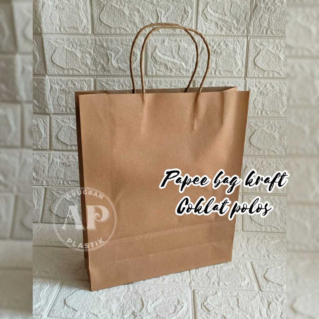 

Paper bag kraft coklat polos / goodie bag kertas uk 24 x 8 x 29 cm