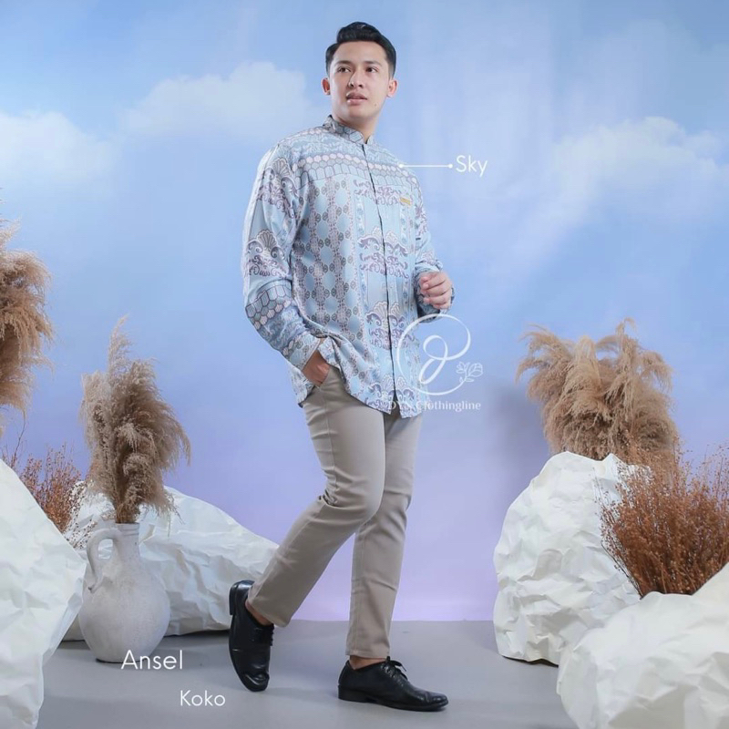 DYN Clothingline Ansel Koko &  Ansela Dress | Family Set | Fashion Muslim | Baju Muslim Couple | Sarimbit Keluarga-Sky Koko Dewasa