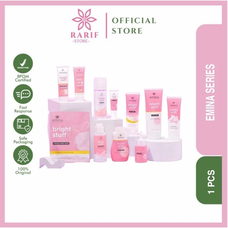 rarif_store EMINA Bright Stuff Series / Facial Wash Face Scrub Micellar Water Essence Toner Mist Ser