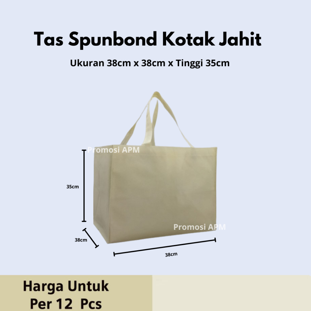 

D3v!! Tas Spunbond Jahit Ukuran Luar - 38x38xT35 cm untuk box 36x36 cm
