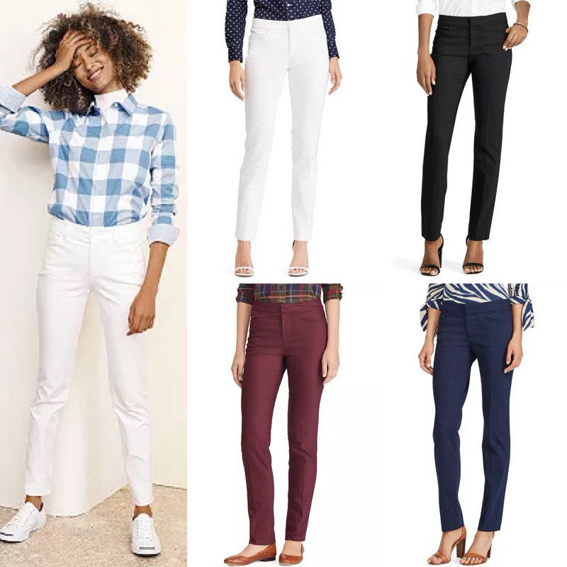 Chaps Solid Straight Leg Pants