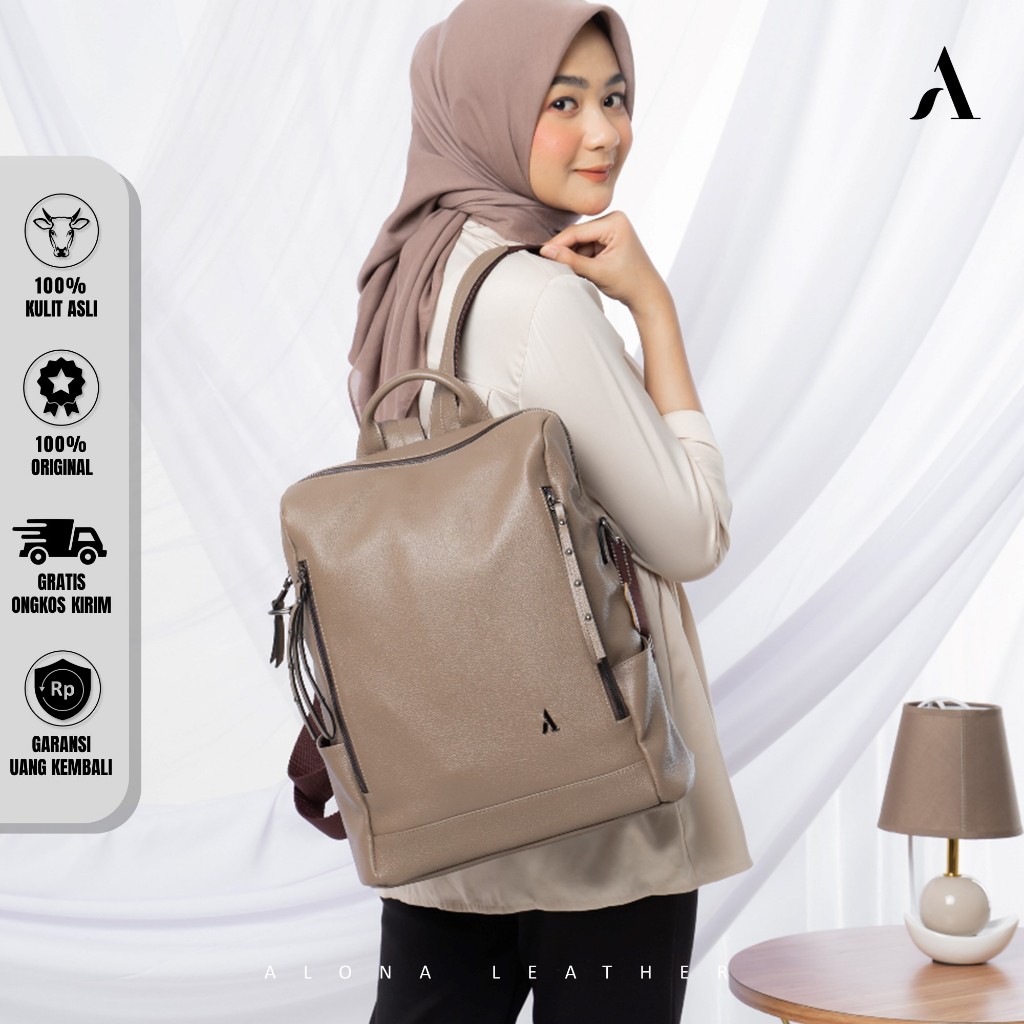 Tas Ransel Wanita Tas Punggung Bagpack Leather Bag Terbaru Penyimpan Simpan Muat Laptop 14 Inch Inch