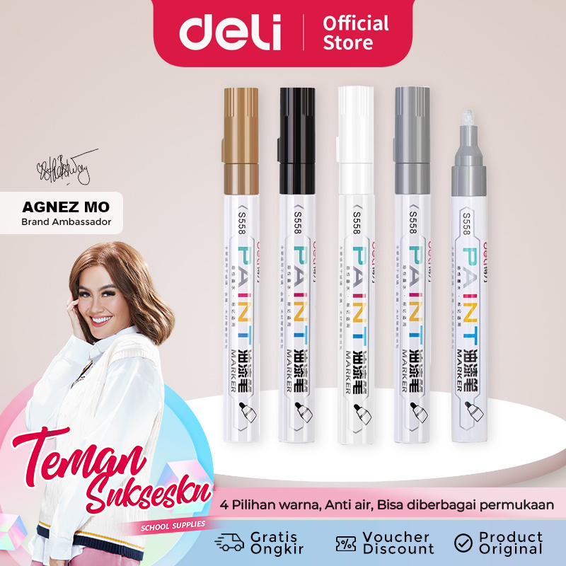 

Deli Permanent Paint Marker / Spidol Gambar Permanen Anti Air Multifungsi Berbagai Warna S558