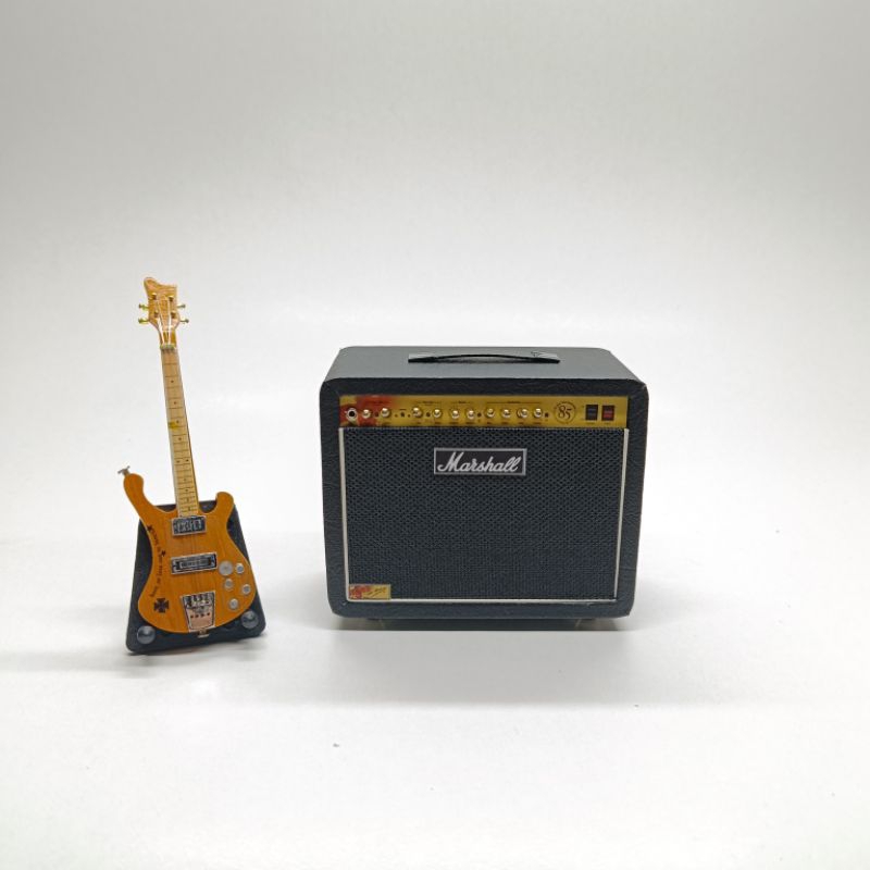 miniatur gitar bass lemmy natural plus miniatur ampli marshall skala 1/12