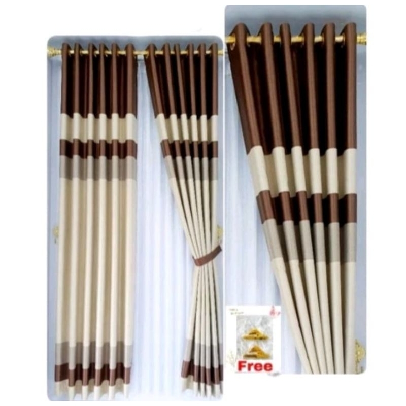 Gorden jendela dan pintu Aesthetic gorden jendela minimalis bahan blackout tebal motif garis garis p