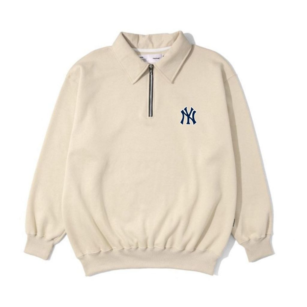 Halfzip Rugby Sweater NY new york Khaki Original High Quality